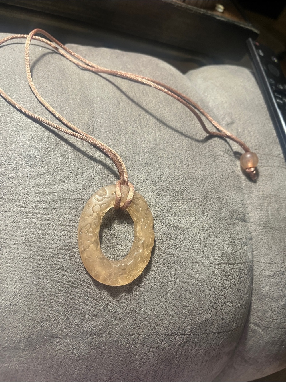 Handcrafted Amber Toned Oval Pendant Necklace - Women Jewelry 1940